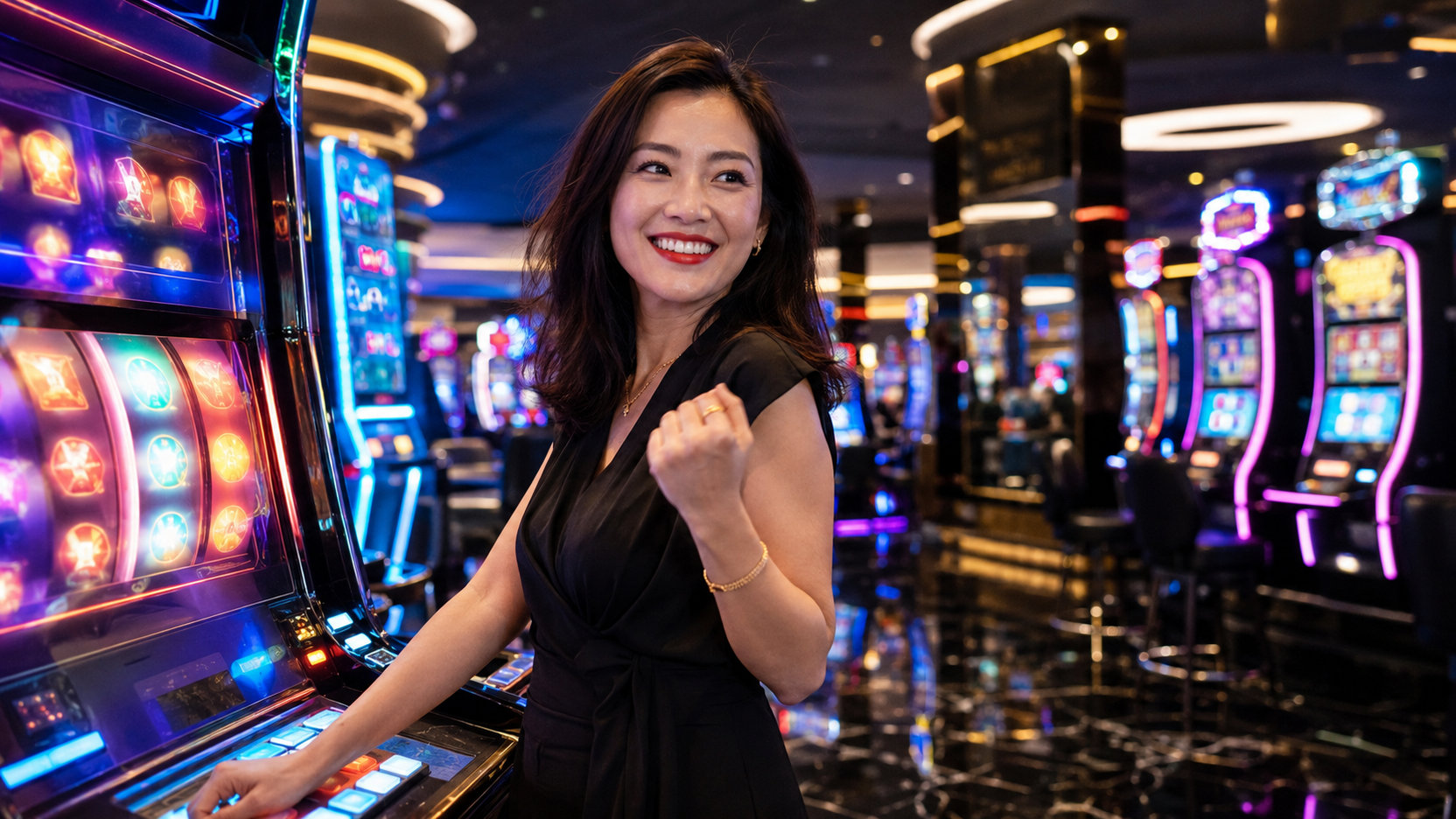 Người mẫu tại sảnh Slots LONGPHAT
